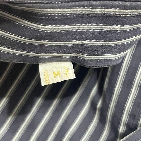 Brioni Modern LS Button Up Shirt Italy Made Pinstripe Dark Gray Large Men - Picture 5 of 10